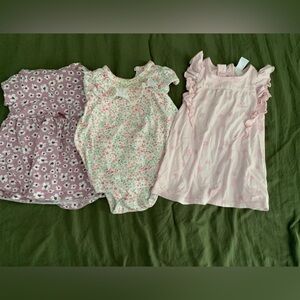 Carter's Pink Floral Baby Onesie/Dresses Bundle